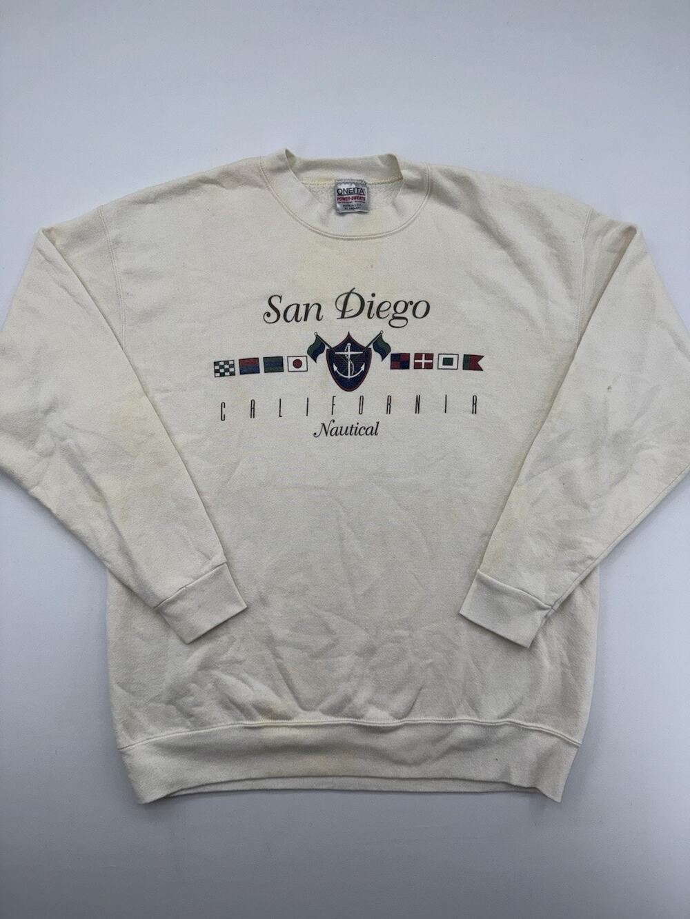 Vintage San Diego Sweatshirt Mens Medium XL White Pullover USA Oneita